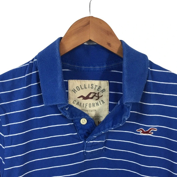 PO481 Mens HOLLISTER California Preppy Striped Polo Shirt M - Picture 3 of 4